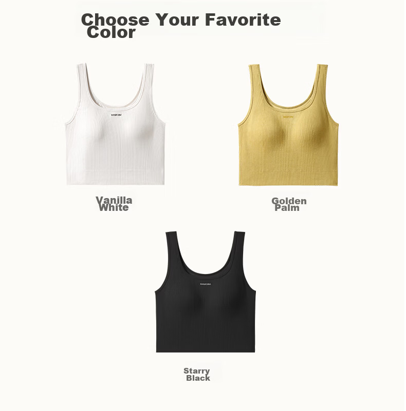 Mannifen Wireless Bra Camisole Tank Top for Women, Padded Sports Back Vest, Integrated Bra, Outerwear Compatible 12