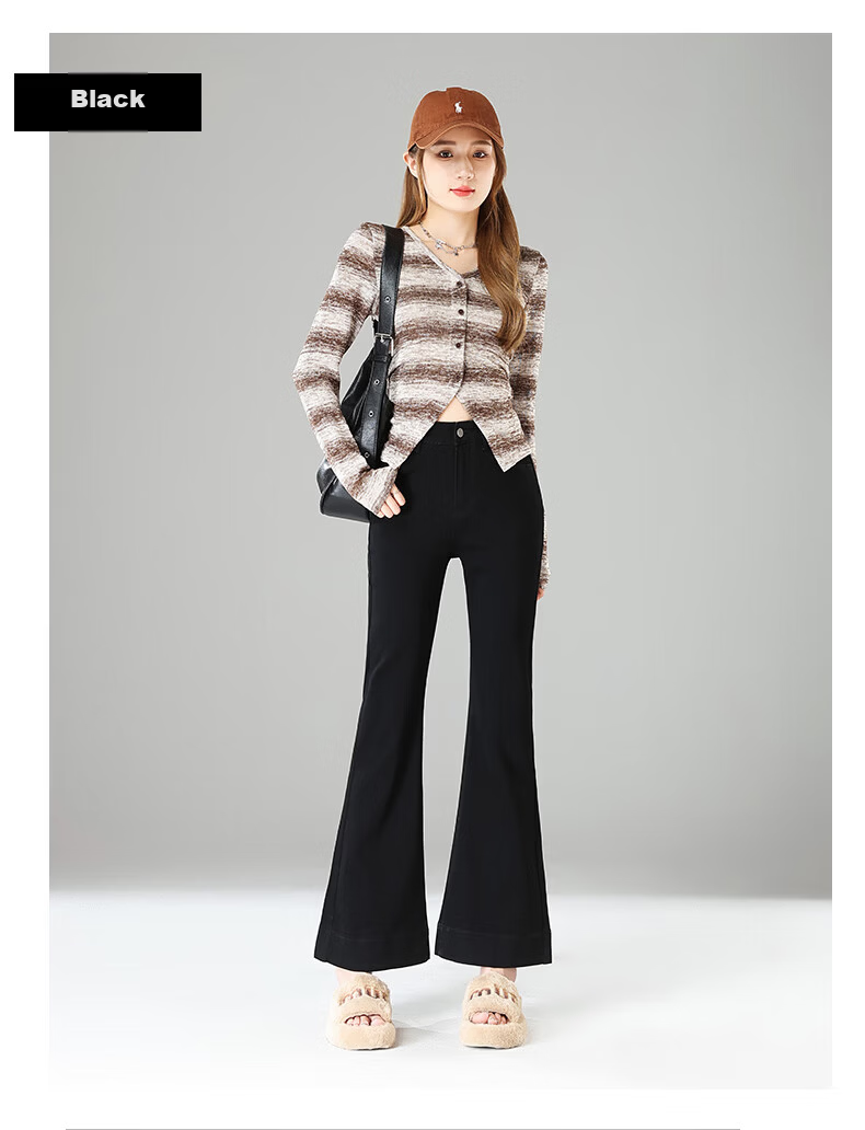 Jeanswest Women's Summer Vintage High-Waist Slim Fit Straight-Leg Slight Flare Black Jeans, Size M 13