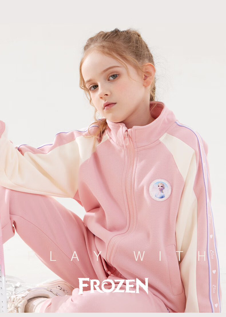 Disney Children's Sportswear Set, Girls' Spring And Autumn Outfit, Kids' Outerwear Two-Piece Set, Children's Clothing Z20231 Pink 150 7