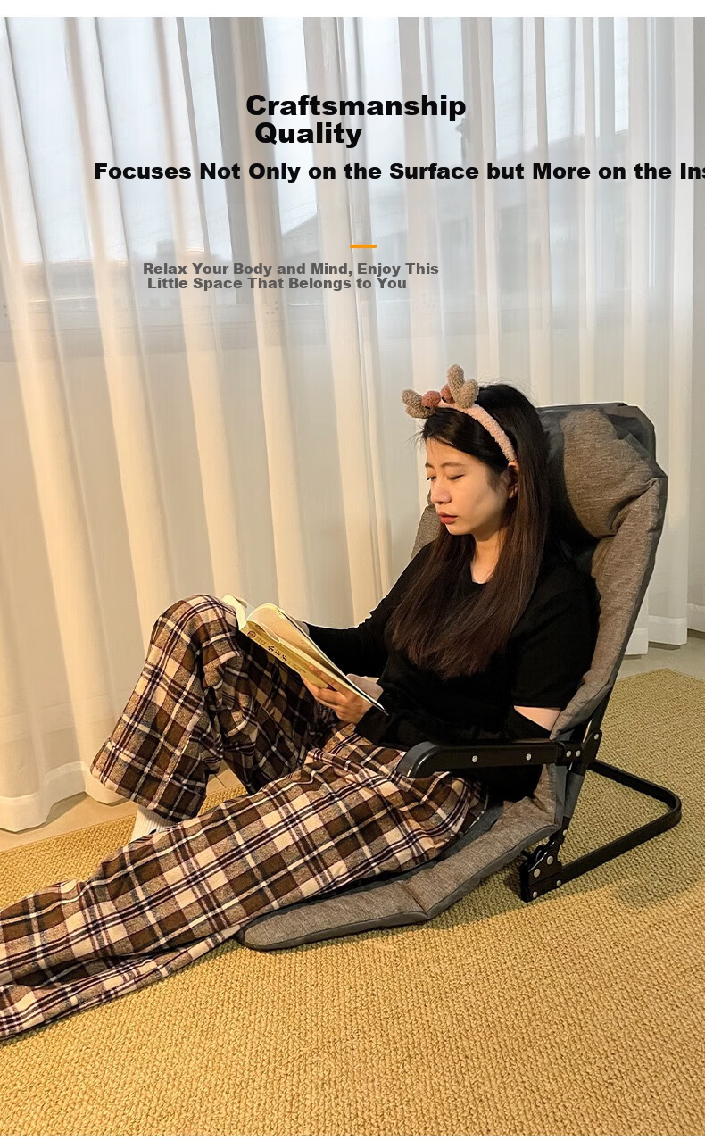 DSRAWMYT Folding Bed Office Nap Recliner Nap Bed Care Bed Simple Military Cot with Breathable Cotton Mat Single Bed 7
