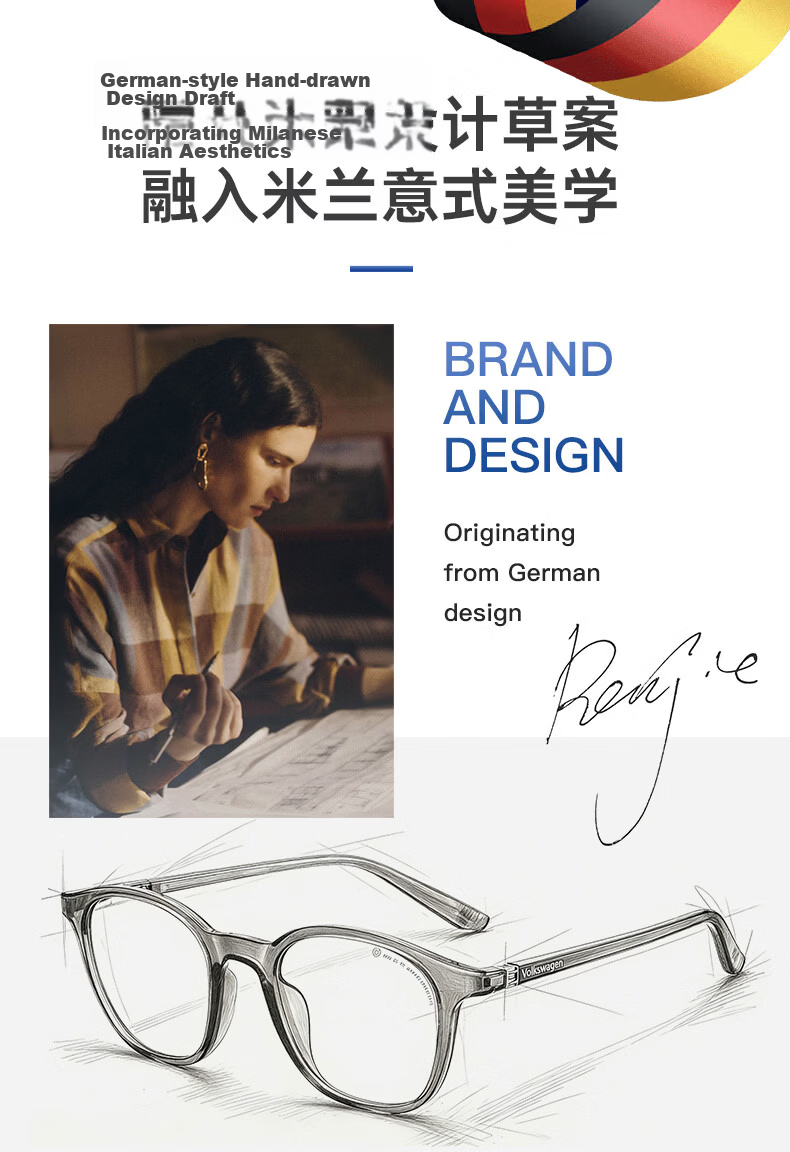 Volkswagen Germany Volkswagen Reading Glasses HD Blue Light Blocking Elderly Women's Premium Authentic 628-250 2