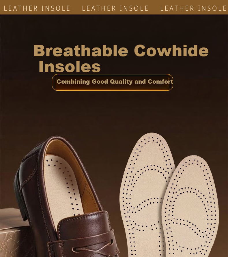 Huabaochi 2 Pairs Leather Insoles Men Breathable Sweat-Absorbing Odor-Resistant Genuine Cowhide Soft Latex Thin Summer Women's Shoe Insoles 1