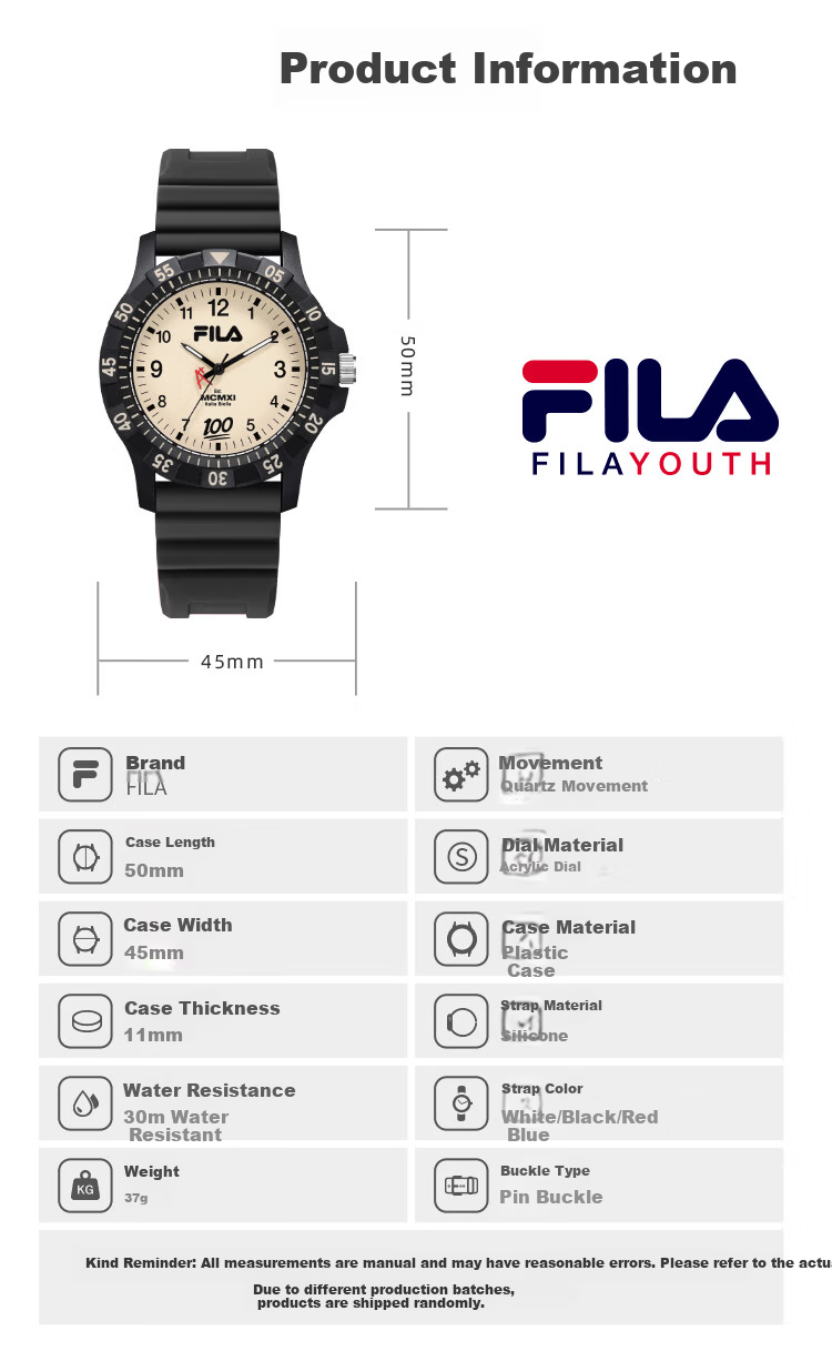FILA Student Watch for Middle and High School Exams Outdoor Sports Quartz Watch Gift for Kids 6842-001 7