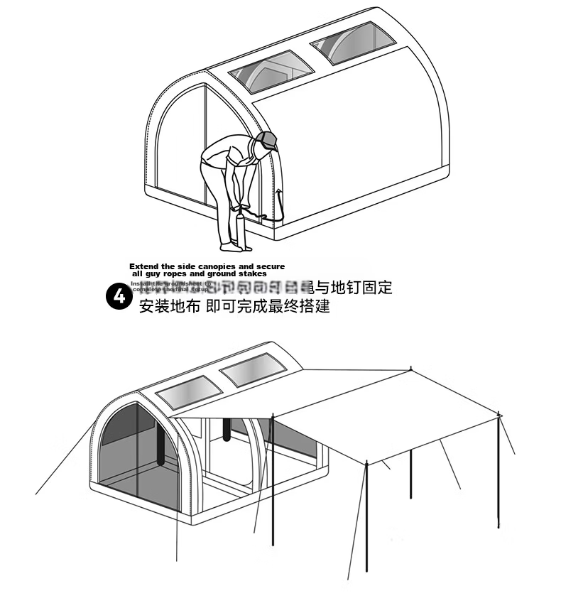 Black Dog Tianmen Inflatable Tunnel Tent Modular Black Coated Outdoor Camping Camp Tent 29