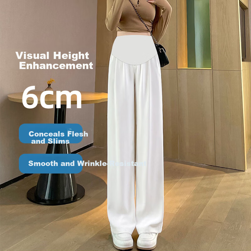 JOYNCLEON Maternity Pants Summer Thin Wide-Leg Suit Pants Comfortable Maternity Trousers Black XL JYK176497