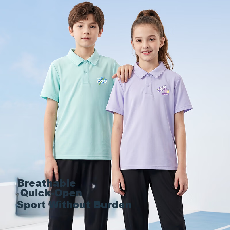 Baleno Boys Summer Set 2026 New Cool Feeling Short Sleeve Polo T-Shirt Two-Piece Quick-Dry Sports Pants for Big Kids