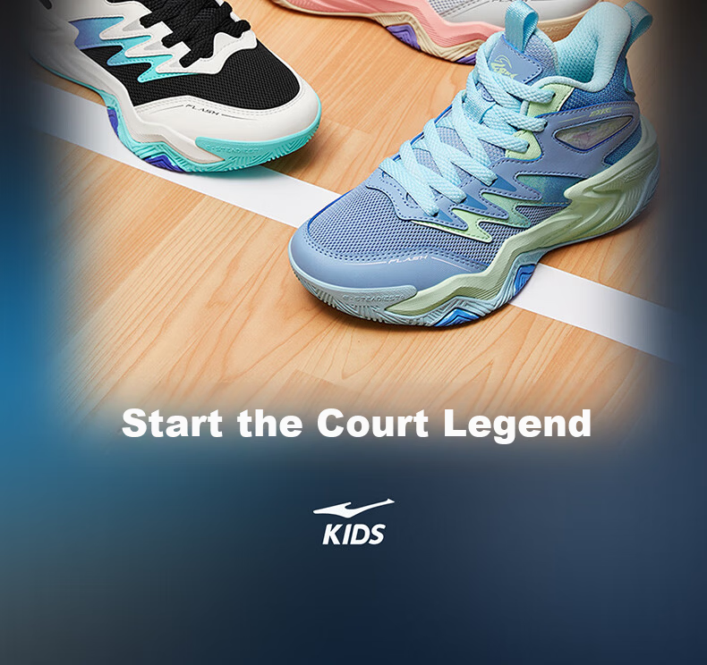 ERKE Children's Shoes, Boys' Sneakers for Older Kids, Kids' Shock-Absorbing Lace-Up Qishi 2lite Basketball Shoes, Black/micro-Crystal White, Size 38 44