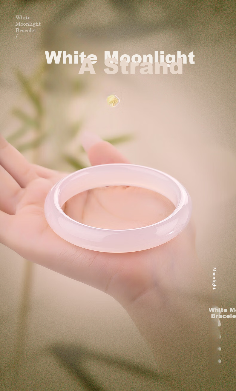 Shuibei White Moonlight Chalcedony Bangle for Women Simple Elegant Chalcedony Bracelet Birthday Gift for Wife Girlfriend 1