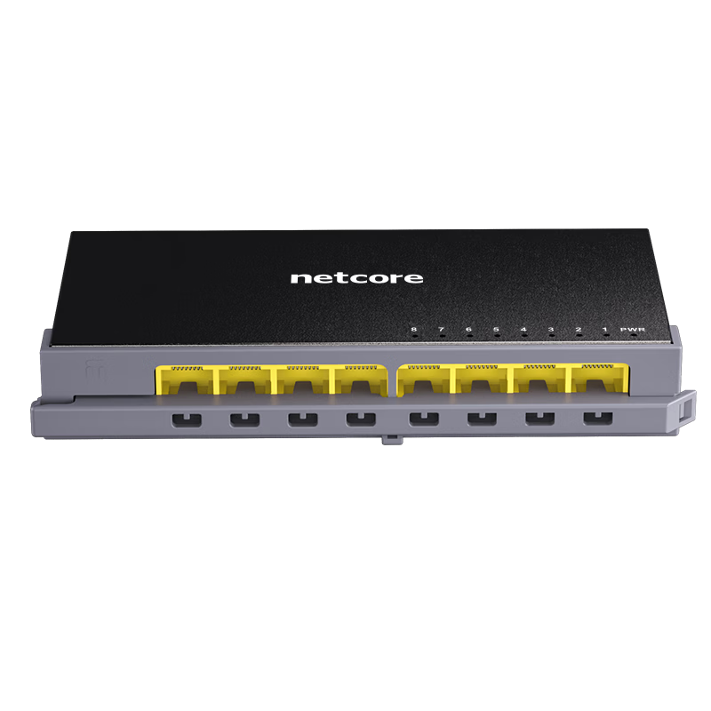 Netcore S8 GTK 8-Port Gigabit Switch, Surveillance Network Cable Safety Splitter, One-To Enterprise User Splitter, Compatible with Low-Voltage Box, Compatible with 100Mbps, Steel Shell