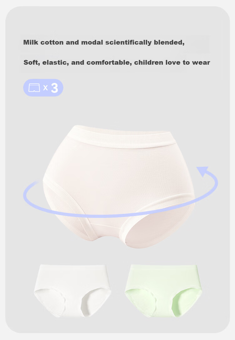 Jiusuiban First Wear No-Wash Children's Underwear Girls 7A Antibacterial Milk Cotton Briefs Large Kids Silk Crotch Travel Shorts 4