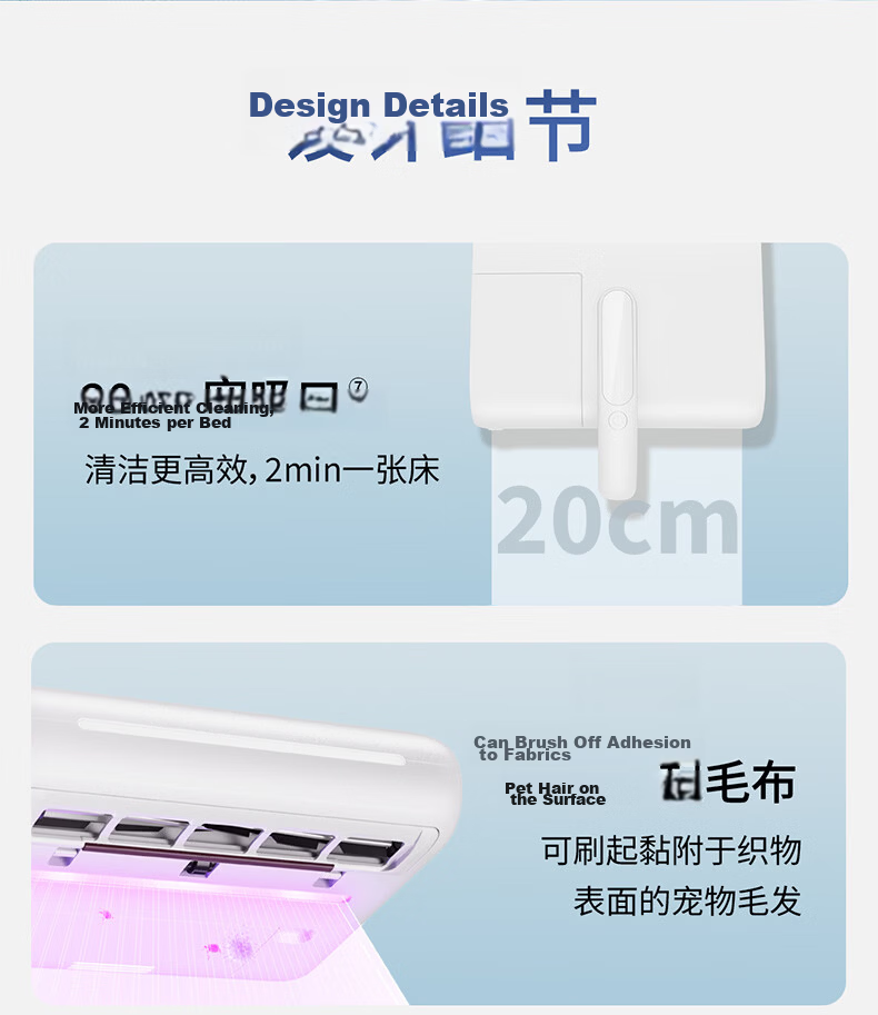 Panasonic New Release Disposable Dust Bag Wireless Handheld Mite Removal Vacuum Cleaner for Cat Hair on Bed UV Sterilization Heat Drying Dehumidification ProMax-M500W 18