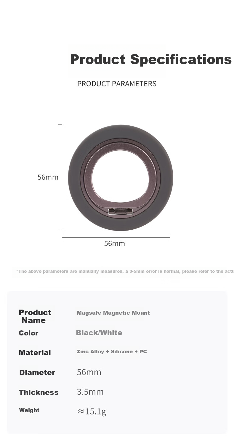 Pinkson Magnetic Ring Holder Stand Compatible with Huawei Apple Phones Magsafe Magnetic Suction Stand Oppo Mag Ultra-thin Simple Business Lightweight Magnetic Rotatable Universal Desktop Holder 8