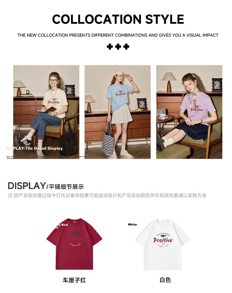 TonLion Cotton Short Sleeve T-Shirt for Women Summer New Loose Slim Fit Base Layer Half Sleeve Trendy Letter Design Top 5