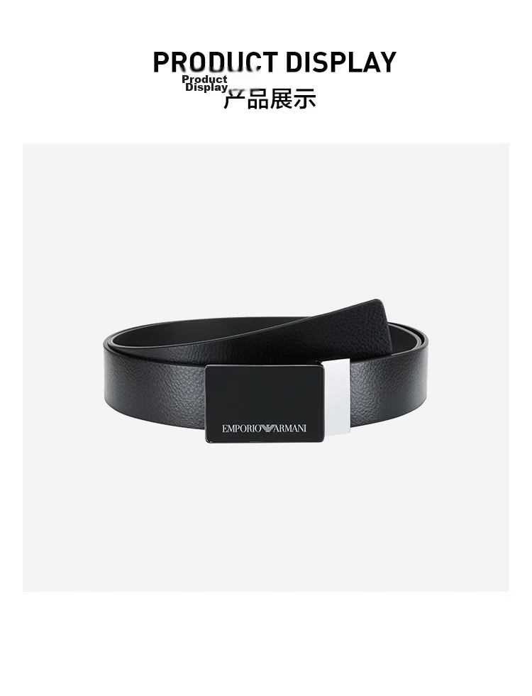 ARMANI Men's Black Leather Pin Buckle Belt Y4S427 YTU7J 84372 Black One Size 5