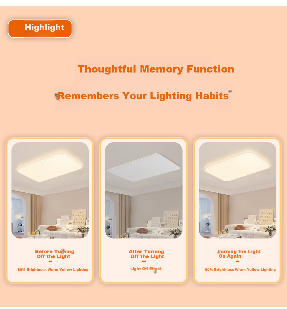 Kuka LED Ceiling Light Eye Protection Integrated Quick Install Living Room Bedroom Lamp 48cm Square Three Colors [Installation Included] 18