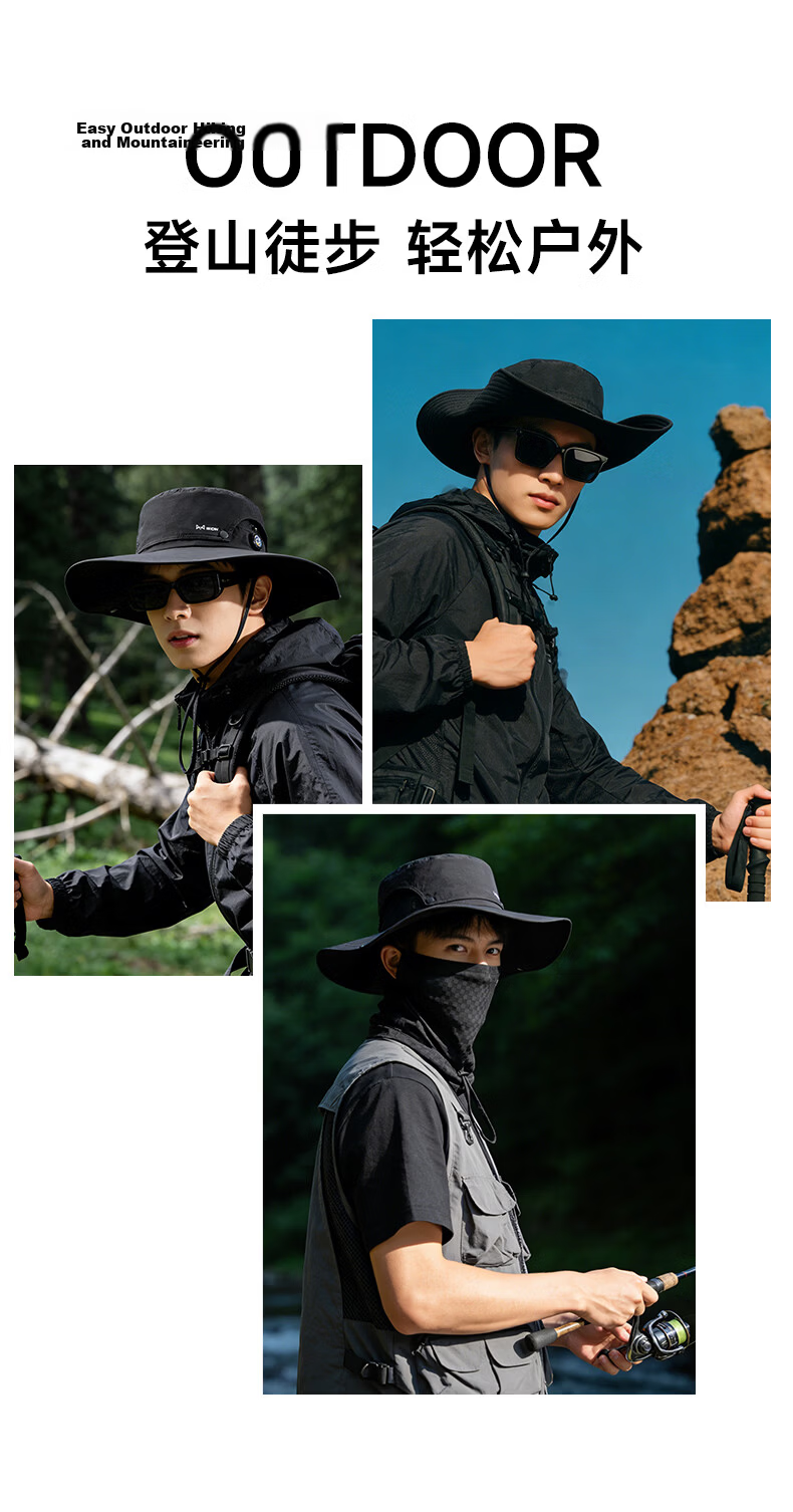 Miiow Men's Summer Sun Protection Hat Large Head Circumference UV Protection Outdoor Brim Mountaineering Climbing Fishing Bucket Hat 12
