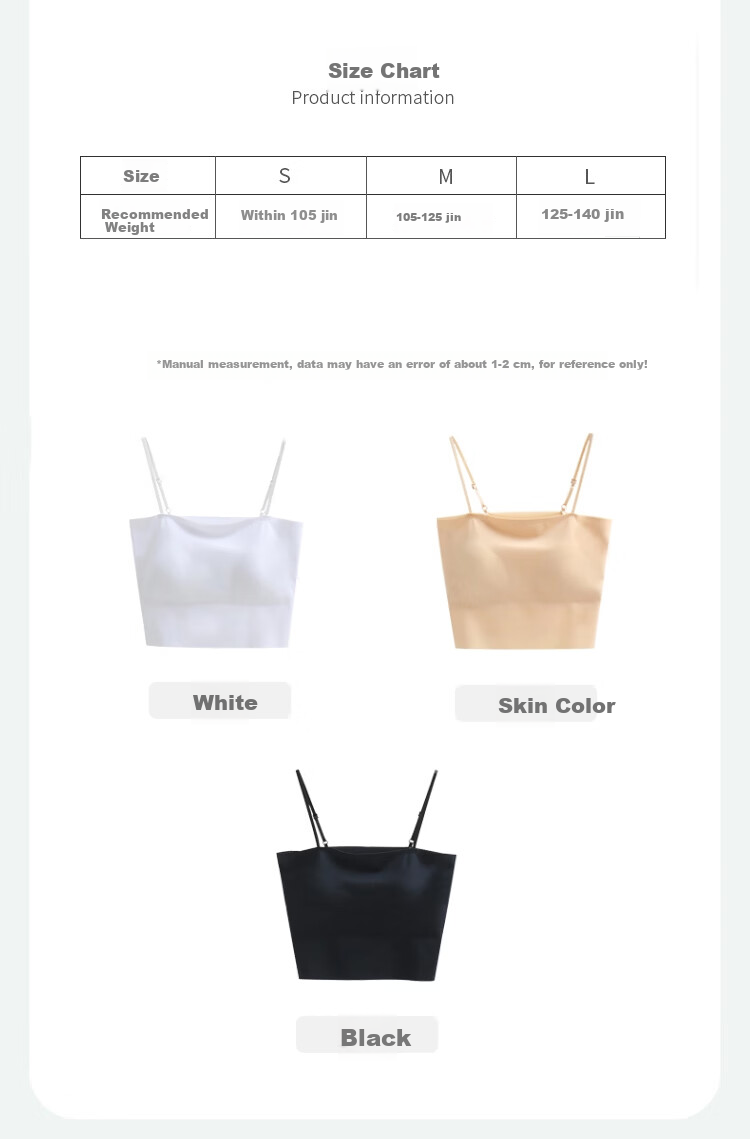 Langsha Women's Camisole Vest Integrated Tube Top Strapless Bra with Chest Pad One-Shoulder Back Black M 6