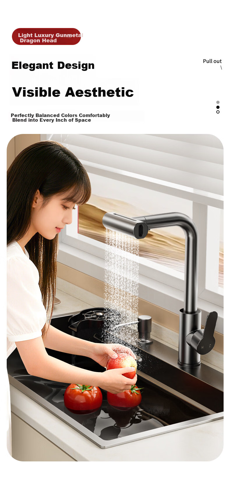 Baihan Kitchen Faucet Hot and Cold Two-in-One Vegetable Sink Faucet Flying Rain Waterfall Dishwasher Sink Faucet 10