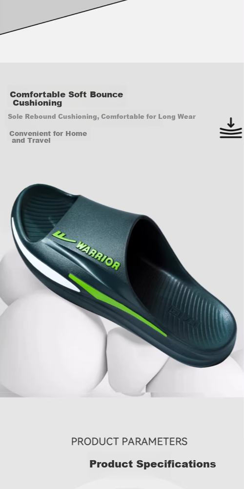 Warrior Men's Indoor Outdoor Slippers Shower Non-Slip Odorless Quiet Quick-Dry Sandals HL3C22 Black Size 42-43 3