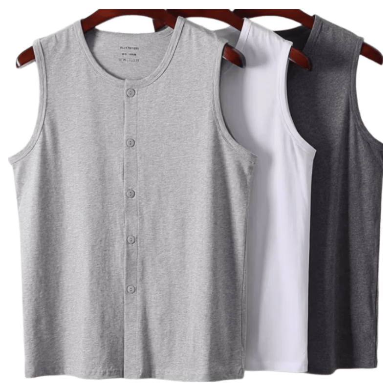 Caiyue Middle-Aged And Elderly Pure Cotton Cardigan Vest, Father's Day Gift, Loose-Fitting Spring And Summer Thin Style, Plus Size Sleeveless Top