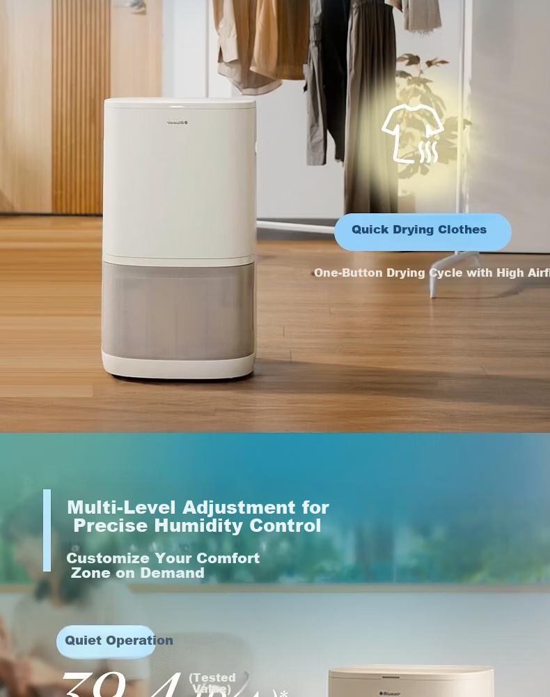 Blueair D26i Home Silent Dehumidifier and Air Purifier Combo for Damp Weather 9