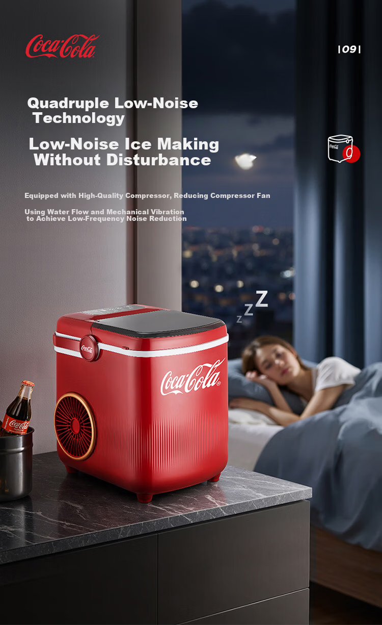 Coca-Cola Home Use Small Fully Automatic Ice Maker One-Key Cleaning Bullet Ice Mini Dormitory Ice Machine Adjustable Ice Size Portable 1.2L About 100 Ice Cubes AH-18ZB05J 17
