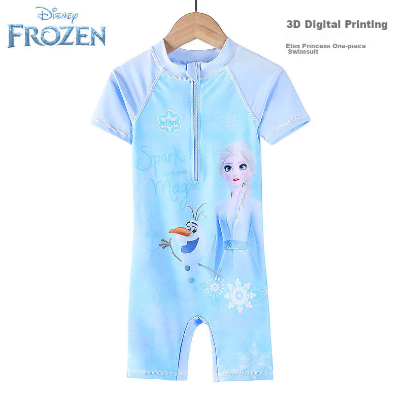 Disney Elsa Princess Girls' One-Piece Swimsuit Children's Swimwear Baby Girl Stylish Swimming Costume