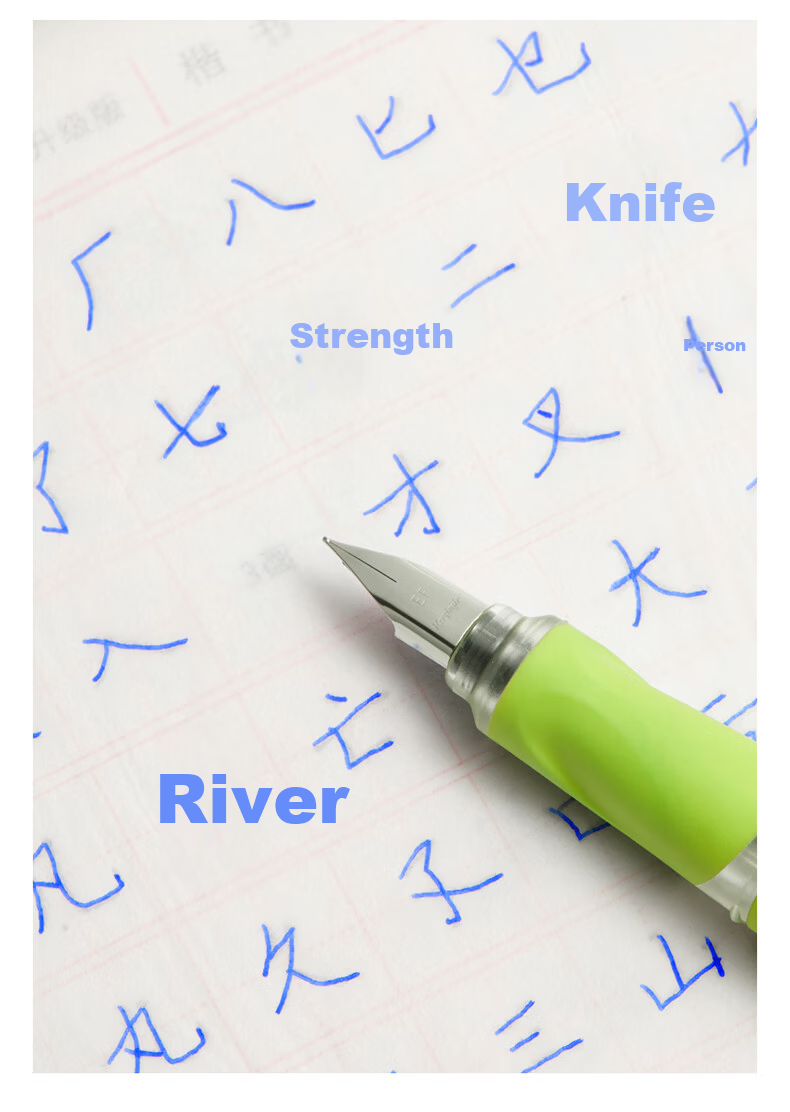 Casimir Lightweight Correct Posture Heat-Erasable Fountain Pen Set Beginner Handwriting Grade 3 Ergonomic Signature Student Stationery Green Pen + 10 Crystal Blue Ink Cartridges 4