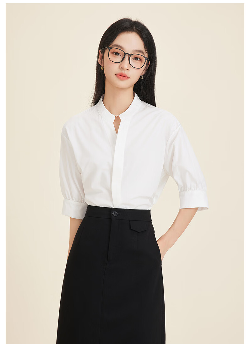 Dajiasi Women's White Short Sleeve Shirt Formal 2026 Summer New Interview Workplace Commuting Elegant Professional White Shirt 17
