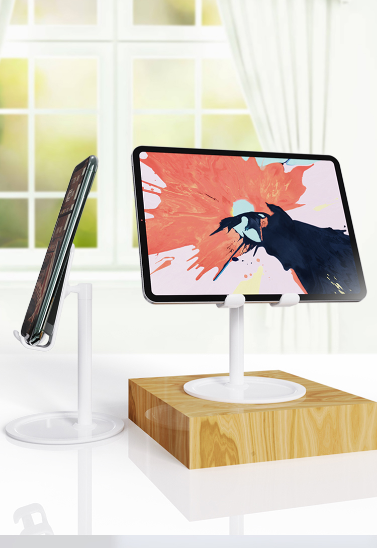 ESCASE Phone Stand Desktop, Lazy Stand Bedside Tablet Support Riser for Live Streaming, Internet Celebrity, TV Watching, Office Use, Portable Universal Apple Android Phone ES-05S Silver White 8