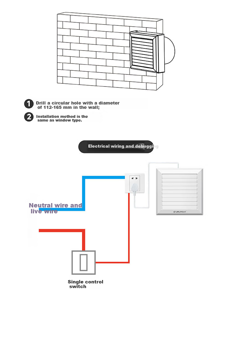 JINLING Window Wall Exhaust Fan Electric Front Louver High-Rise Wind-Resistant Bathroom 6-Inch Low Noise Ventilation Fan 15-C(D1) 5