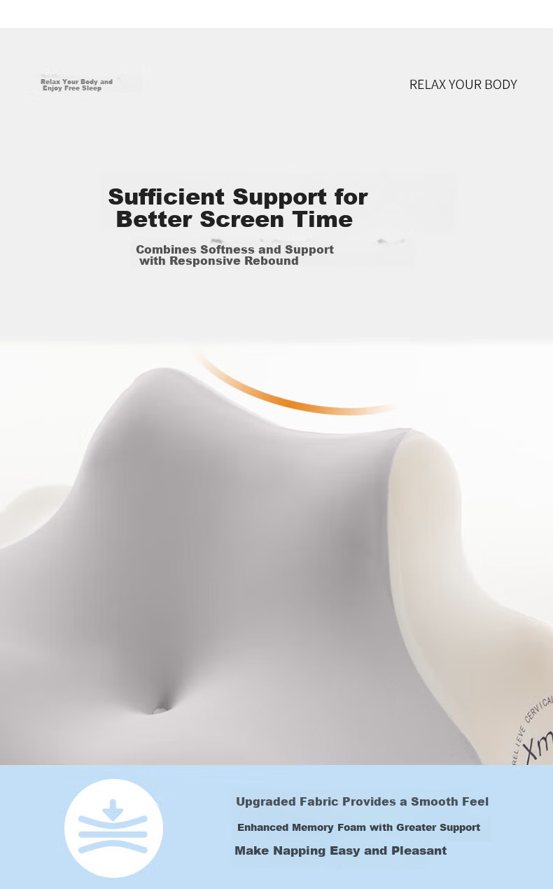 CROWN Neck Support Pillow Deep Sleep Cervical Pillow Memory Foam Pillow Core Headrest Pillow for Men and Women Nap Pillow 5