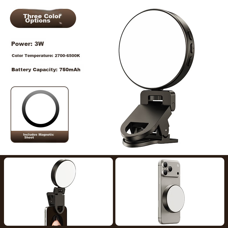 CRENOV Magnetic Portable Mini LED Pocket Light RGB Full-Color Outdoor Handheld Selfie Live Streaming Photography Beauty Tofu Light