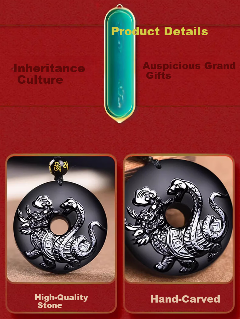 Li Juming Five Elements Water Deficiency Black Obsidian Xuanwu Pendant Northern Water God Snake Turtle Water Element Keychain Pendant Shui Ze Jie Gua 8
