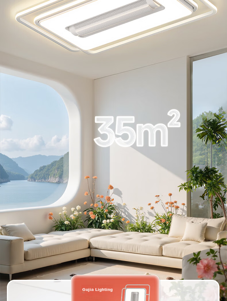 GUJIA LED Bladeless Ceiling Fan Light Integrated Eye-Care Lighting for Living Room and Bedroom 110cm [Installation Included] 5