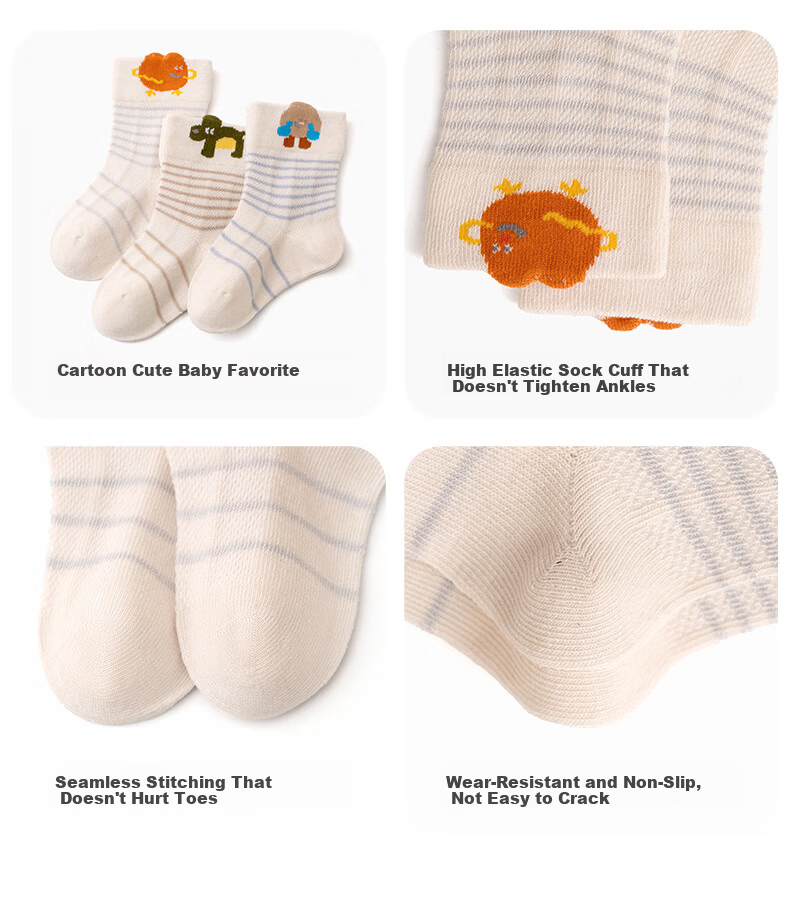 Growth Baby Socks Summer Thin Breathable Mesh Socks Seamless Soft Cuff No Tightening Mid-Calf Socks 8