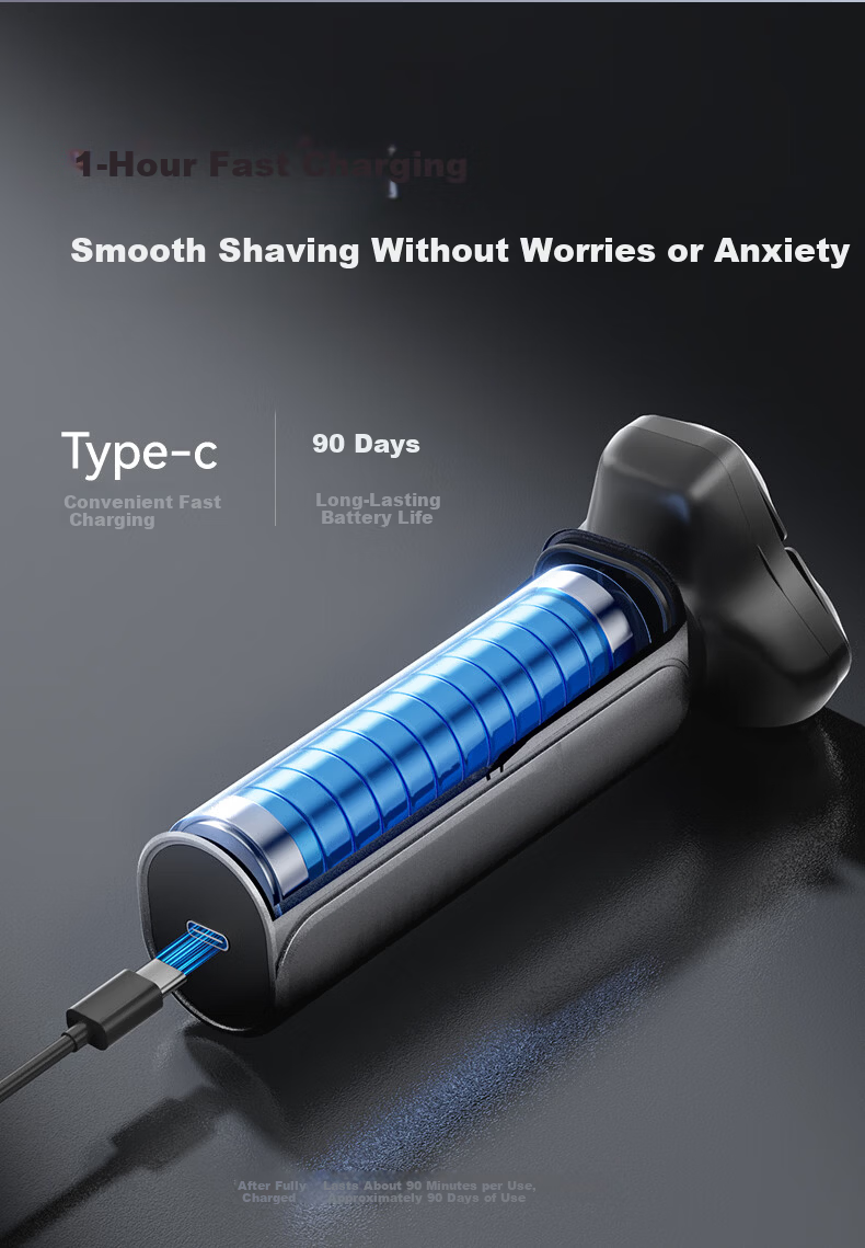 AUX Electric Shaver for Men Waterproof Rotary Electric Razor Sensitive Skin Powerful Portable Practical Birthday Gift for Boyfriend Husband 8