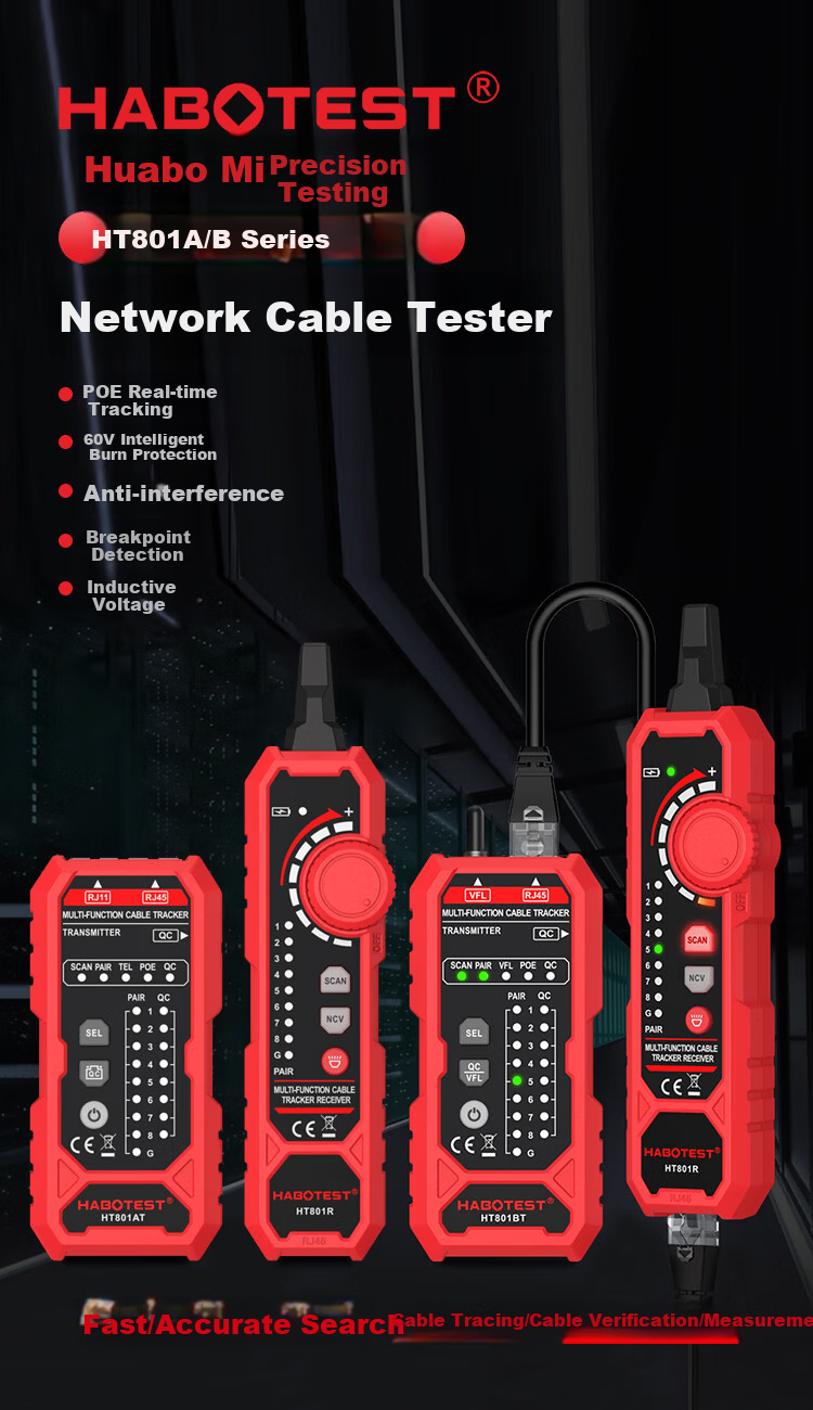 HABOTEST Network Cable Tester HT801B Multifunction Broadband Signal Continuity Checker Tool 1