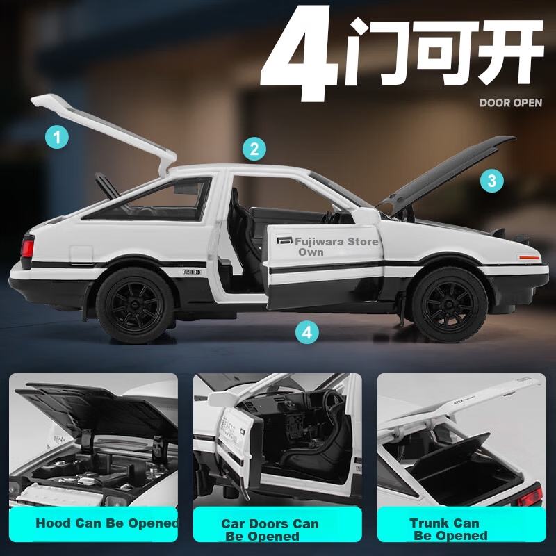 Chiyu Toys Initial D Takumi Fujiwara Toyota AE86 Car Model Realistic Alloy Toy Gift for Boys 6