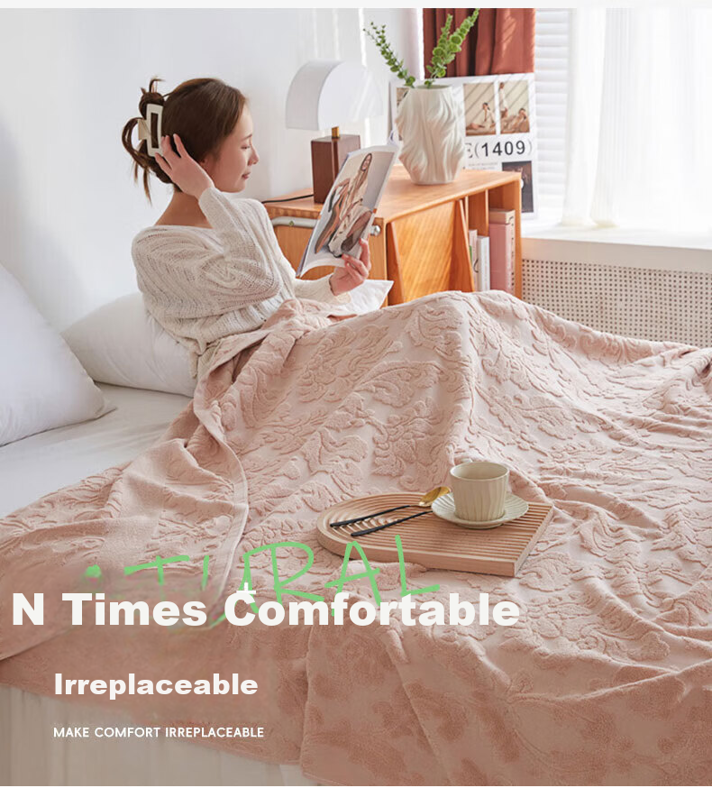 Grace Cotton Towel Blanket A-Class Nap Quilt Summer Cooling Quilt Air Conditioning Blanket Dark Green 200*230cm 1