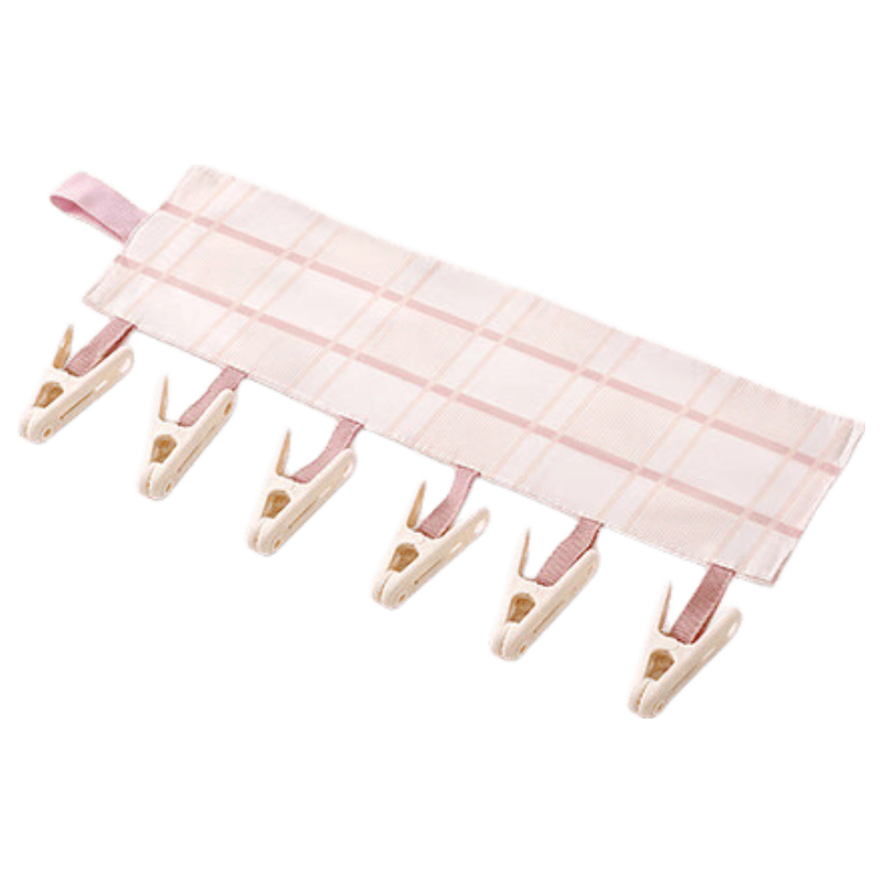 EACHY Fabric Travel Folding Clothes Hanger Portable Business Trip Drying Tool Laundry Clip Hotel Garment Rack Pink