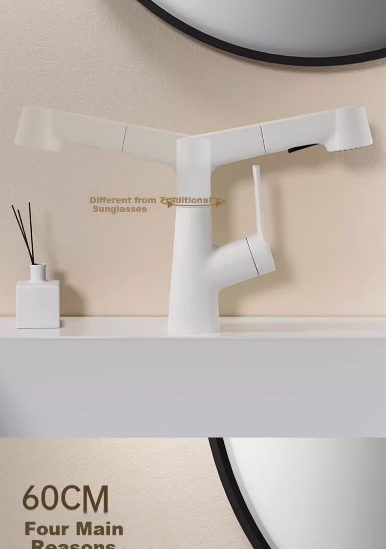 IVORPO German Pull-Out Basin Faucet Lift Rotatable Hot and Cold Water Tap for Washbasin 8