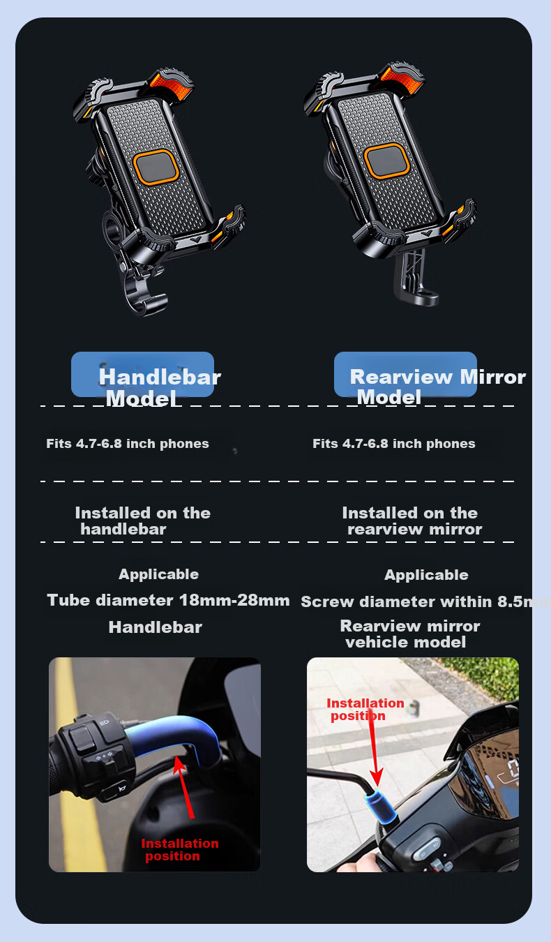 Xuanqin Xuanxiang Electric Bike Phone Holder Universal Battery Bicycle Delivery Navigation Riding Motorcycle Anti-Shake Anti-Drop Phone Mount 13
