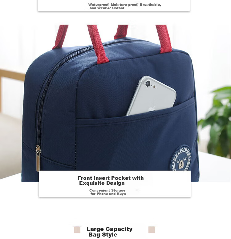 BWNK Lunch Box Bag Insulated Handheld Lunch Bag Bento Bag Insulated Box Aluminum Foil Outdoor Insulation Bag Blue 11