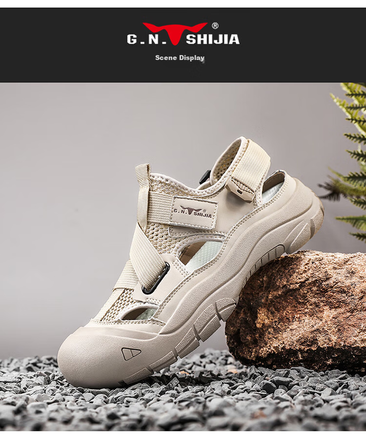 Bull Family Baotou Men's Summer Breathable Hollow Beach Sandals Outdoor Casual Sports Creek Shoes Men's Hole Shoes 20