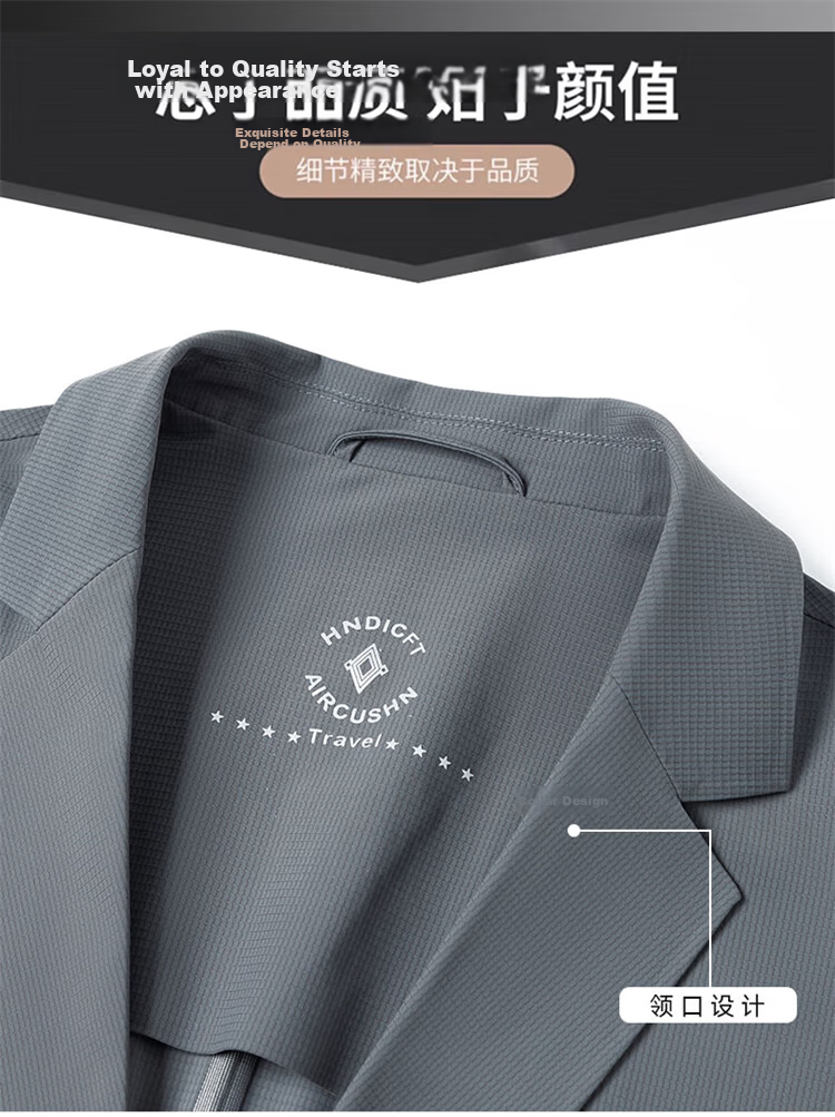 TUCANO Men's Summer Ice Silk Cooling Italian Style Single-Breasted Suit Jacket Business Sun Protection Breathable Gray M 15