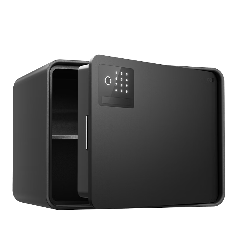 Deli Safe 26th Anniversary New Home Safe Supreme 30cm Fingerprint Unlock Small Security Box Anti-Theft Money Storage Automatic Door Opening AE224-Z Black