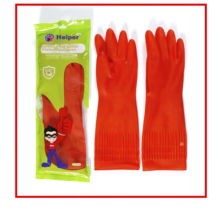 Helper Latex Gloves 45cm 5 Pairs Extended Sleeve Thickened Waterproof Wear-Resistant Red Rubber Gloves for Dishwashing Laundry Cleaning Work Safety Protection 17