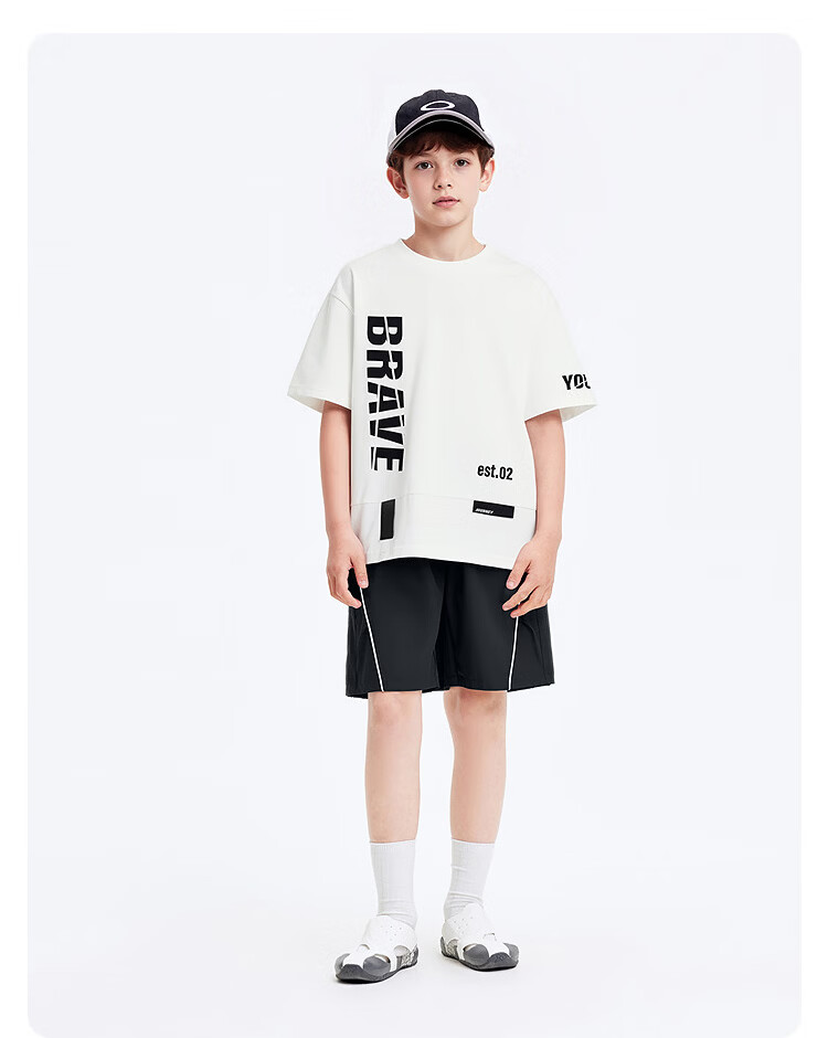 BALABALA Boys' Short-Sleeve Set, Children's Two-Piece Outfit for Older Kids, 2026 New Summer Style, Moisture-Wicking Quick-Dry T-Shirt And Pants 52