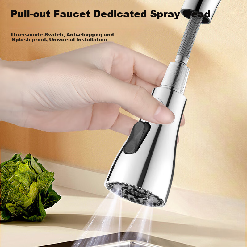 Yiliang Double Blade Slim Waist Black Kitchen Pull-Out Faucet Replacement Aerator Splash-Proof Nozzle 3238